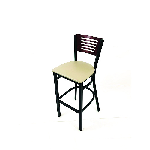 JMC Furniture Jones River Series Barstool, Supports Up to 300 lb, 28.5" Seat Height, Taupe Seat, Dark Mahogany Back, Black Base (JRBBVTAUB)
