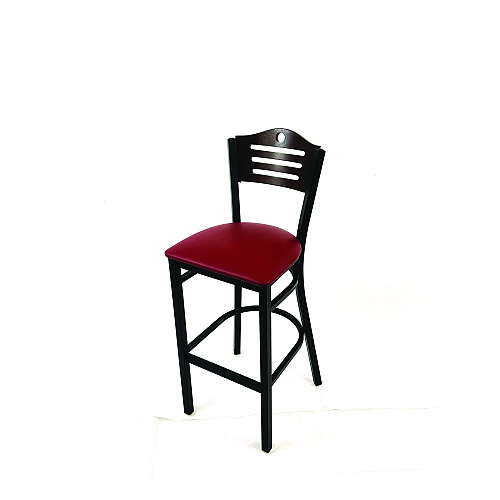 JMC Furniture Eagle Series Barstool, Supports Up to 300 lb, 28.5" Seat Height, Burgundy Seat, Dark Walnut Back, Black Base (EBBVBURC)