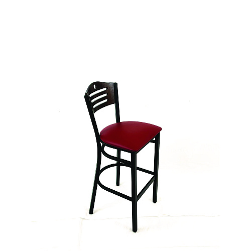 JMC Furniture Eagle Series Barstool, Supports Up to 300 lb, 28.5" Seat Height, Burgundy Seat, Dark Walnut Back, Black Base (EBBVBURC)