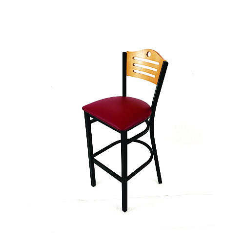 JMC Furniture Eagle Series Barstool, Supports Up to 300 lb, 28.5" Seat Height, Burgundy Seat, Natural Back, Black Base (EBBVBURD)