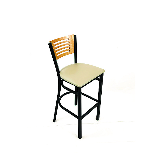 JMC Furniture Jones River Series Barstool, Supports Up to 300 lb, 28.5" Seat Height, Taupe Seat, Natural Back, Black Base (JRBBVTAUD)