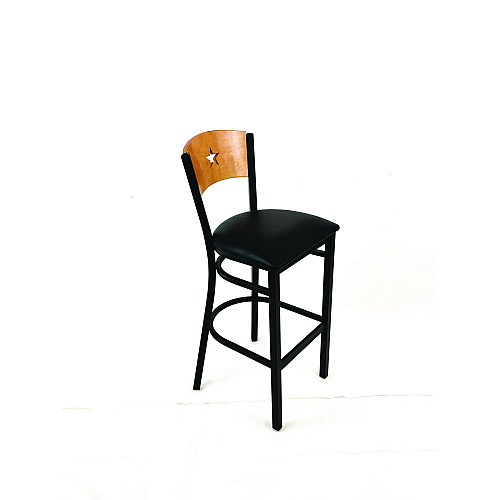 JMC Furniture Liberty Series Barstool, Supports Up to 300 lb, 28.5" Seat Height, Black Seat, Natural Back, Black Base (LBBVBLKD)