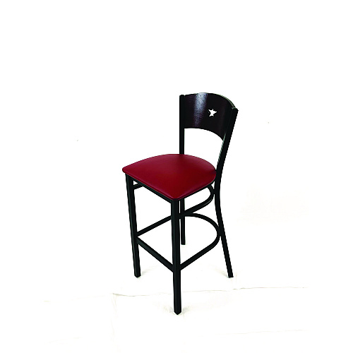 JMC Furniture Liberty Series Barstool, Supports Up to 300 lb, 28.5" Seat Height, Burgundy Seat, Dark Mahogany Back, Black Base (LBBVBURB)