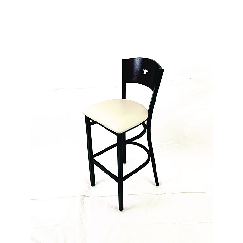 JMC Furniture Liberty Series Barstool, Supports Up to 300 lb, 28.5" Seat Height, Cream Seat, Dark Mahogany Back, Black Base (LBBVCRMB)