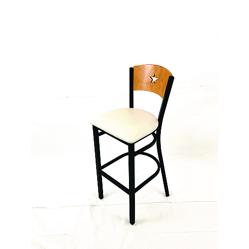 JMC Furniture Liberty Series Barstool, Supports Up to 300 lb, 28.5" Seat Height, Cream Seat, Natural Back, Black Base (LBBVCRMD)