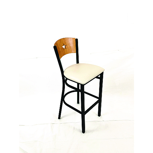 JMC Furniture Liberty Series Barstool, Supports Up to 300 lb, 28.5" Seat Height, Cream Seat, Natural Back, Black Base (LBBVCRMD)