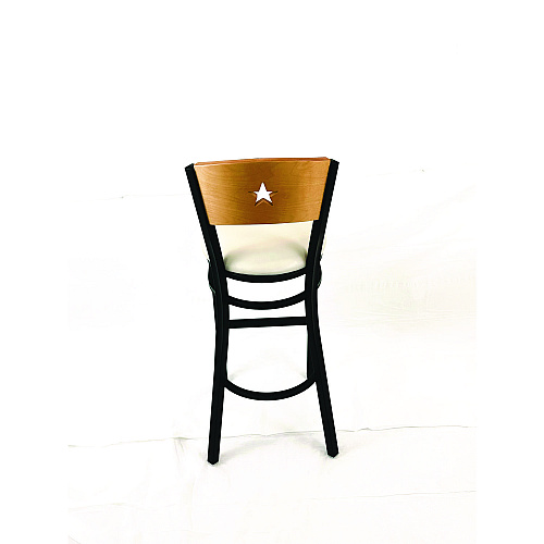JMC Furniture Liberty Series Barstool, Supports Up to 300 lb, 28.5" Seat Height, Cream Seat, Natural Back, Black Base (LBBVCRMD)