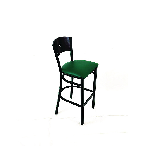 JMC Furniture Liberty Series Barstool, Supports Up to 300 lb, 28.5" Seat Height, Green Seat, Dark Mahogany Back, Black Base (LBBVGRNB)