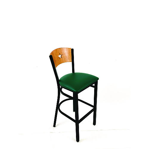 JMC Furniture Liberty Series Barstool, Supports Up to 300 lb, 28.5" Seat Height, Green Seat, Natural Back, Black Base (LBBVGRND)