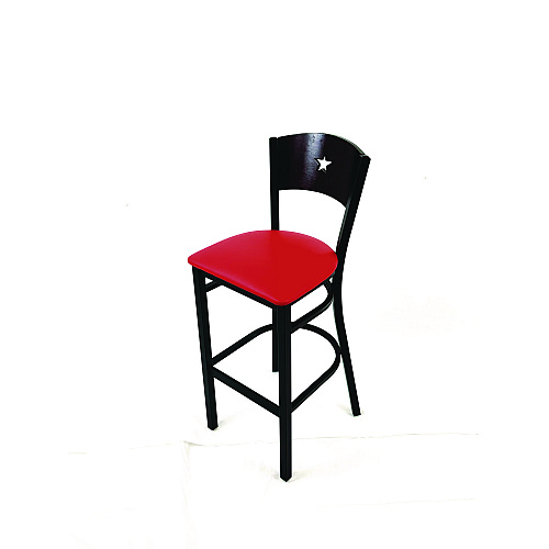 JMC Furniture Liberty Series Barstool, Supports Up to 300 lb, 28.5" Seat Height, Red Seat, Dark Mahogany Back, Black Base (LBBVREDB)