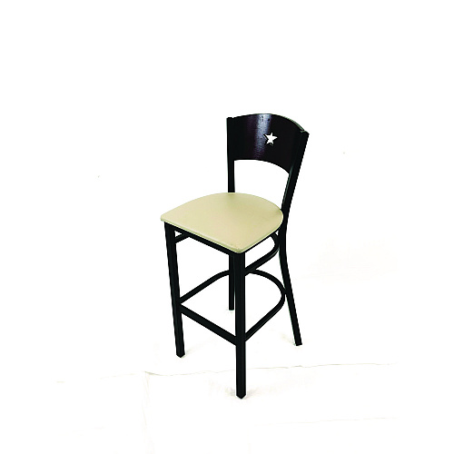 JMC Furniture Liberty Series Barstool, Supports Up to 300 lb, 28.5" Seat Height, Taupe Seat, Dark Mahogany Back, Black Base (LBBVTAUB)