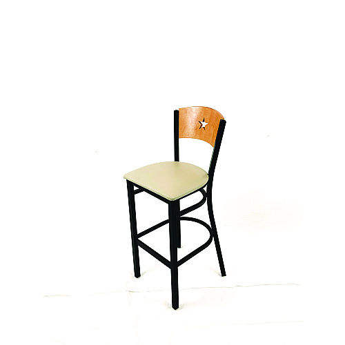 JMC Furniture Liberty Series Barstool, Supports Up to 300 lb, 28.5" Seat Height, Taupe Seat, Natural Back, Black Base (LBBVTAUD)