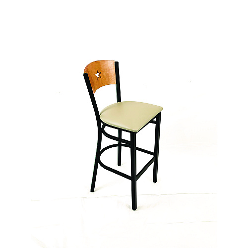 JMC Furniture Liberty Series Barstool, Supports Up to 300 lb, 28.5" Seat Height, Taupe Seat, Natural Back, Black Base (LBBVTAUD)