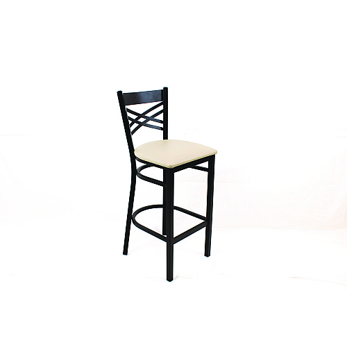 JMC Furniture X Series Barstool, Supports Up to 300 lb, 29.5" Seat Height, Cream Seat, Black Back, Black Base (XBSBVSCRM)