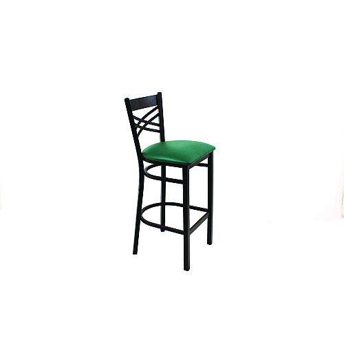 JMC Furniture X Series Barstool, Supports Up to 300 lb, 29.5" Seat Height, Green Seat, Black Back, Black Base (XBSBVSGRN)