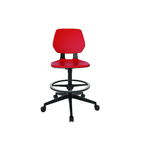 Safco Commute Extended Height Task Chair, Supports Up to 275 lbs, 18.25" to 22.25" Seat Height, Red/Black (7827RD)
