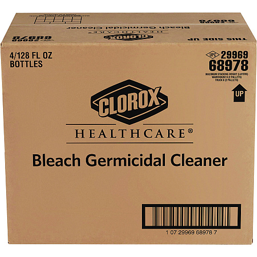 Clorox Healthcare Bleach Germicidal Cleaner, 128 oz Refill Bottle, 4/Carton (68978)