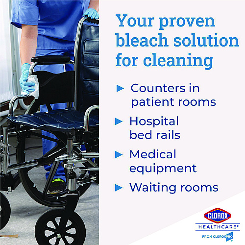 Clorox Healthcare Bleach Germicidal Wipes, 1-Ply, 12 x 12, Unscented, White, 110/Canister, 2 Canisters/Carton (30358CT)