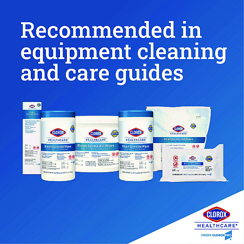 Clorox Healthcare Bleach Germicidal Wipes, 1-Ply, 12 x 12, Unscented, White, 110/Canister, 2 Canisters/Carton (30358CT)