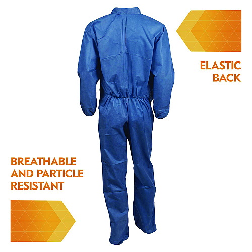 KleenGuard A20 Breathable Particle Protection Coveralls, Zip Front, Elastic Back, Wrists, Ankles, 3X-Large, Blue, 20/Carton (58506)