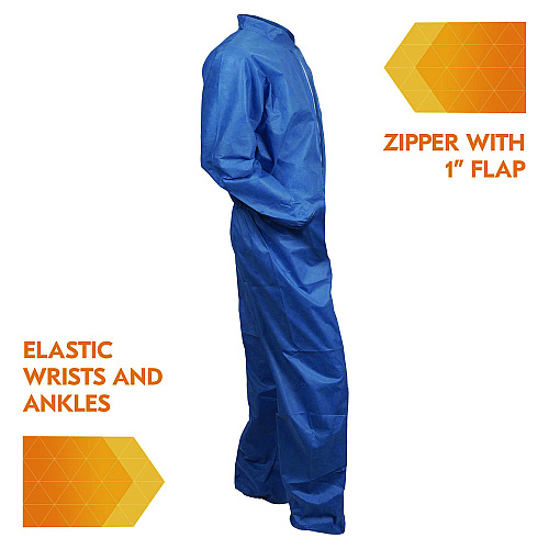 KleenGuard A20 Breathable Particle Protection Coveralls, Zip Front, Elastic Back, Wrists, Ankles, 3X-Large, Blue, 20/Carton (58506)