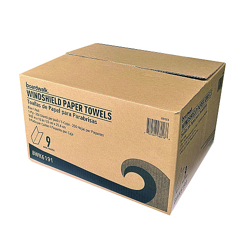 Boardwalk Windshield Paper Towels, 9.05 x 10, Blue, 250/Pack, 9 Packs/Carton (6191)