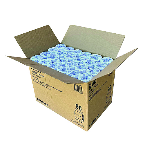 GEN&reg; Standard Toilet Paper, Wrapped, Septic Safe, 2-Ply, White, 300 Sheets/Roll, 96 Rolls/Carton (999B)