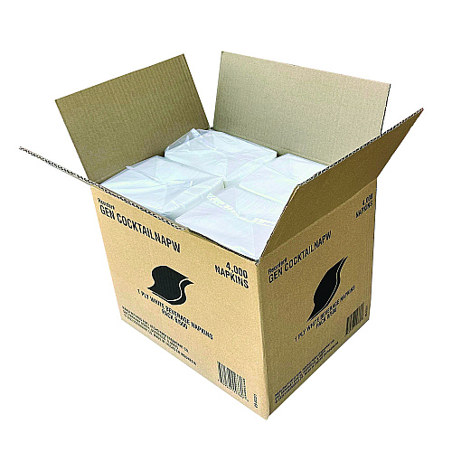 GEN&reg; Cocktail Napkins, 1-Ply, 500 Napkin Pack, 8 Packs (GENCOCKTAILNAPW)