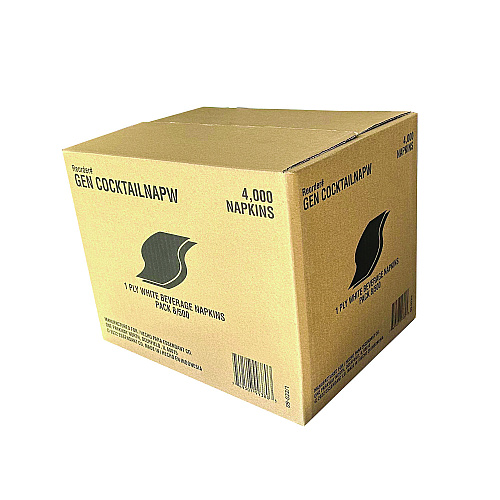 GEN&reg; Cocktail Napkins, 1-Ply, 500 Napkin Pack, 8 Packs (GENCOCKTAILNAPW)