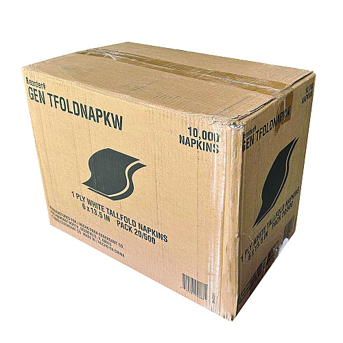 GEN&reg; Tall-Fold Dispenser Napkins, 1-Ply, White, 10000 Napkins (GENTFOLDNAPKW)