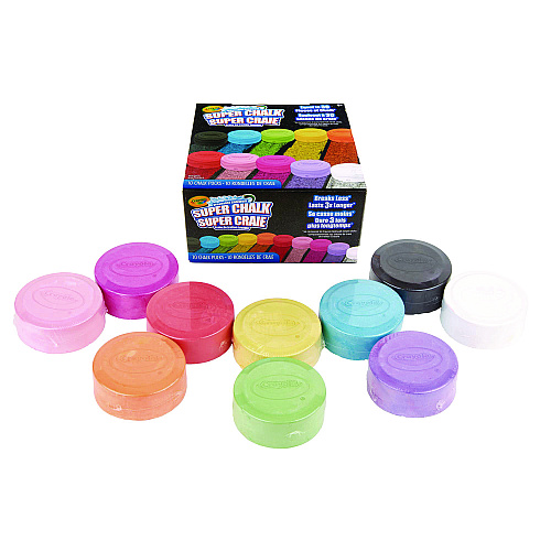 Crayola Super Chalk, 1" x 2.8" Diameter, 10 Assorted Colors, 10 Pucks/Box (518303)