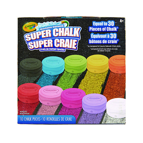 Crayola Super Chalk, 1" x 2.8" Diameter, 10 Assorted Colors, 10 Pucks/Box (518303)