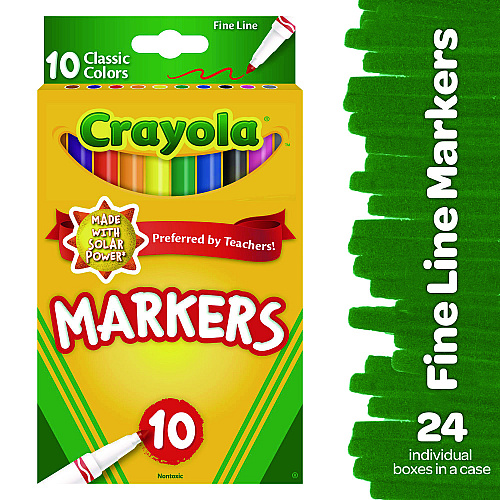 Crayola Non-Washable Marker, Fine Bullet Tip, Assorted Classic Colors, 10/Pack (587726)