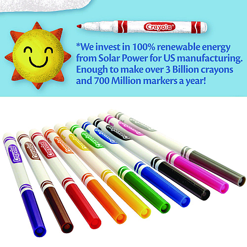 Crayola Non-Washable Marker, Fine Bullet Tip, Assorted Classic Colors, 10/Pack (587726)