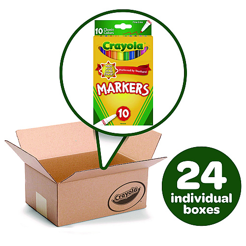 Crayola Non-Washable Marker, Fine Bullet Tip, Assorted Classic Colors, 10/Pack (587726)
