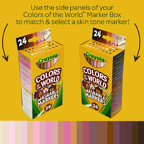 Crayola Colors of the World Washable Markers, Fine Bullet Tip, Assorted Colors, 24/Pack (587810)