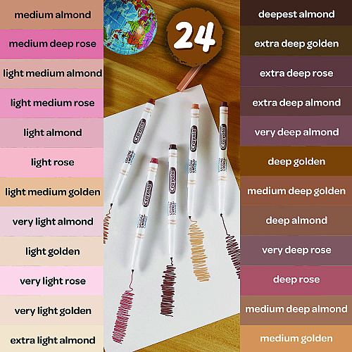 Crayola Colors of the World Washable Markers, Fine Bullet Tip, Assorted Colors, 24/Pack (587810)