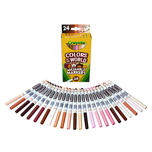 Crayola Colors of the World Washable Markers, Fine Bullet Tip, Assorted Colors, 24/Pack (587810)