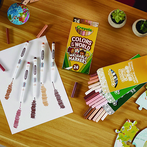 Crayola Colors of the World Washable Markers, Fine Bullet Tip, Assorted Colors, 24/Pack (587810)