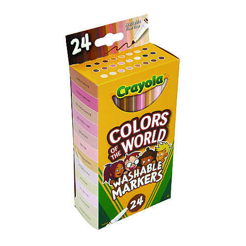Crayola Colors of the World Washable Markers, Fine Bullet Tip, Assorted Colors, 24/Pack (587810)