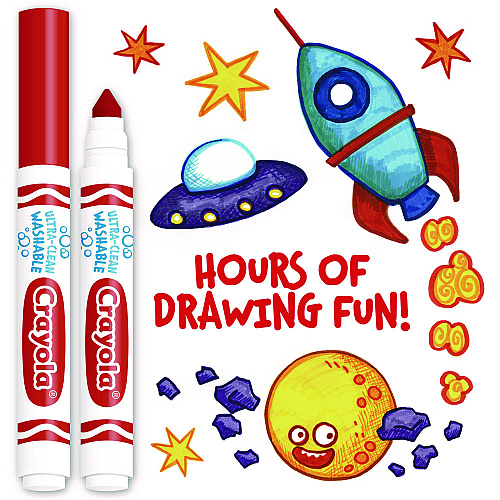 Crayola Broad Line Washable Markers, Broad Bullet Tip, Red, 12/Box (587800038)