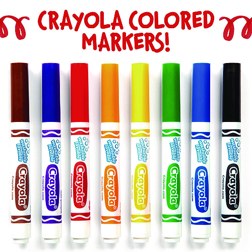 Crayola Broad Line Washable Markers, Broad Bullet Tip, Red, 12/Box (587800038)
