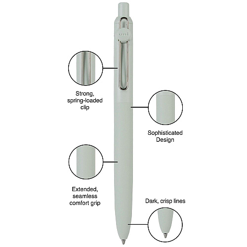 uni-ball Zento Gel Pen, Retractable, Medium 0.7 mm, Black Ink, Adobe/Linen/Mist/Umber Barrel Colors, Dozen (70660)
