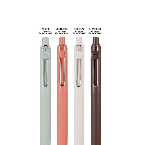 uni-ball Zento Gel Pen, Retractable, Medium 0.7 mm, Black Ink, Adobe/Linen/Mist/Umber Barrel Colors, Dozen (70660)
