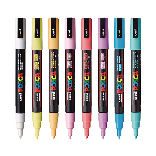 POSCA Water-Based Paint Markers, Fine Bullet Tip, 0.9 mm/1.3 mm, Assorted Colors, 8/Set (PC3M8CSFTCLR)
