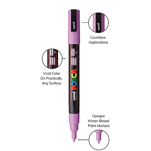 POSCA Water-Based Paint Markers, Fine Bullet Tip, 0.9 mm/1.3 mm, Assorted Colors, 8/Set (PC3M8CSFTCLR)