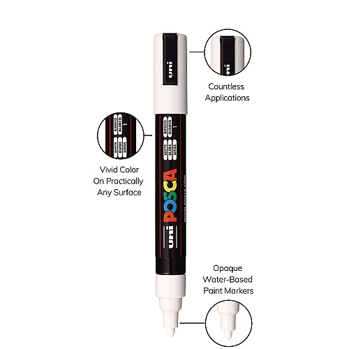 POSCA Water-Based Paint Markers, Medium Bullet Tip, Assorted Colors, 4/Set (PC5M4C)