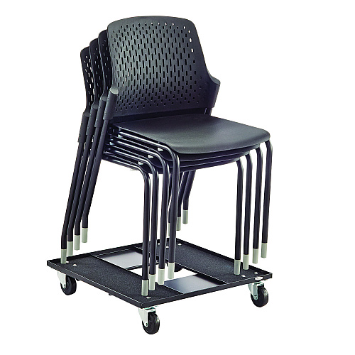 Safco Stacking Chair Cart, Metal, 23.13" x 23.13" x 4.5", Black (4188)