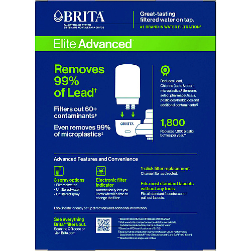Brita Water Faucet Mount Filtration System, White, 4/Carton (42201CT)