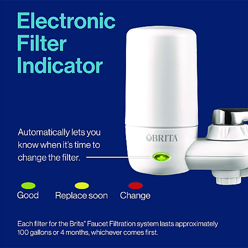 Brita Water Faucet Mount Filtration System, White, 4/Carton (42201CT)